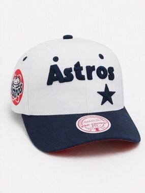 Mitchell & Ness Houston Astros Cooperstowne Pre Curved SnapBack Cap Hat